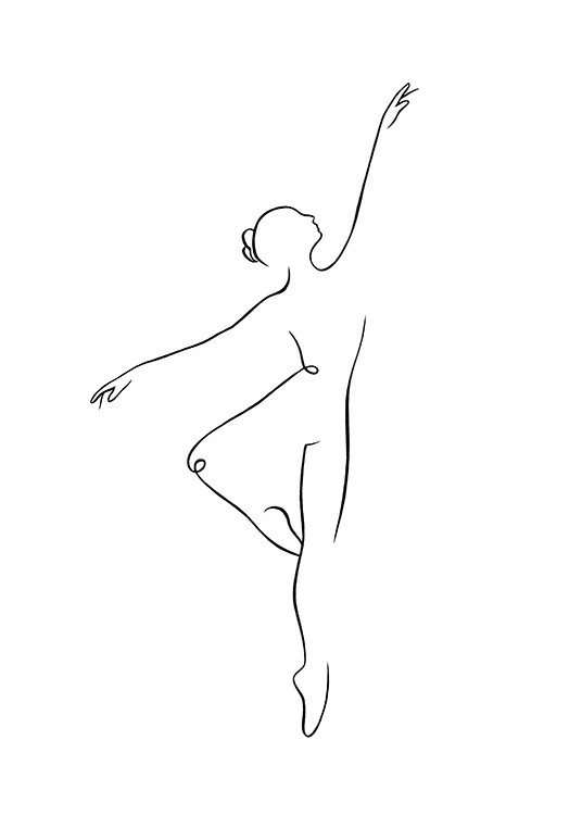 Ballerina Line Art Poster