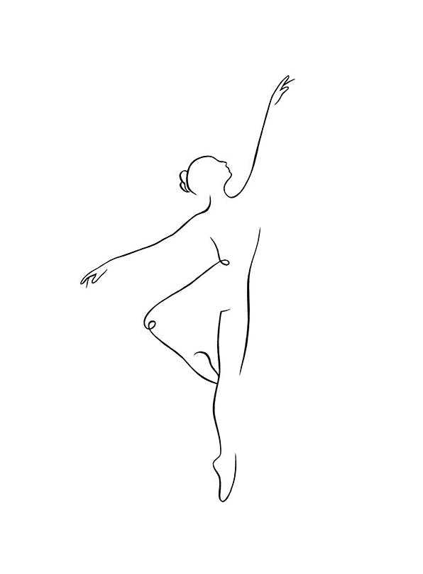 Prints - Ballerina Line Art Print (30x40 cm) - Line Art prints