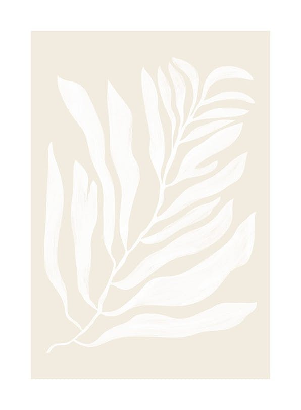 White Botanical No2 Affiche (30x40 cm)  Plantes vertes