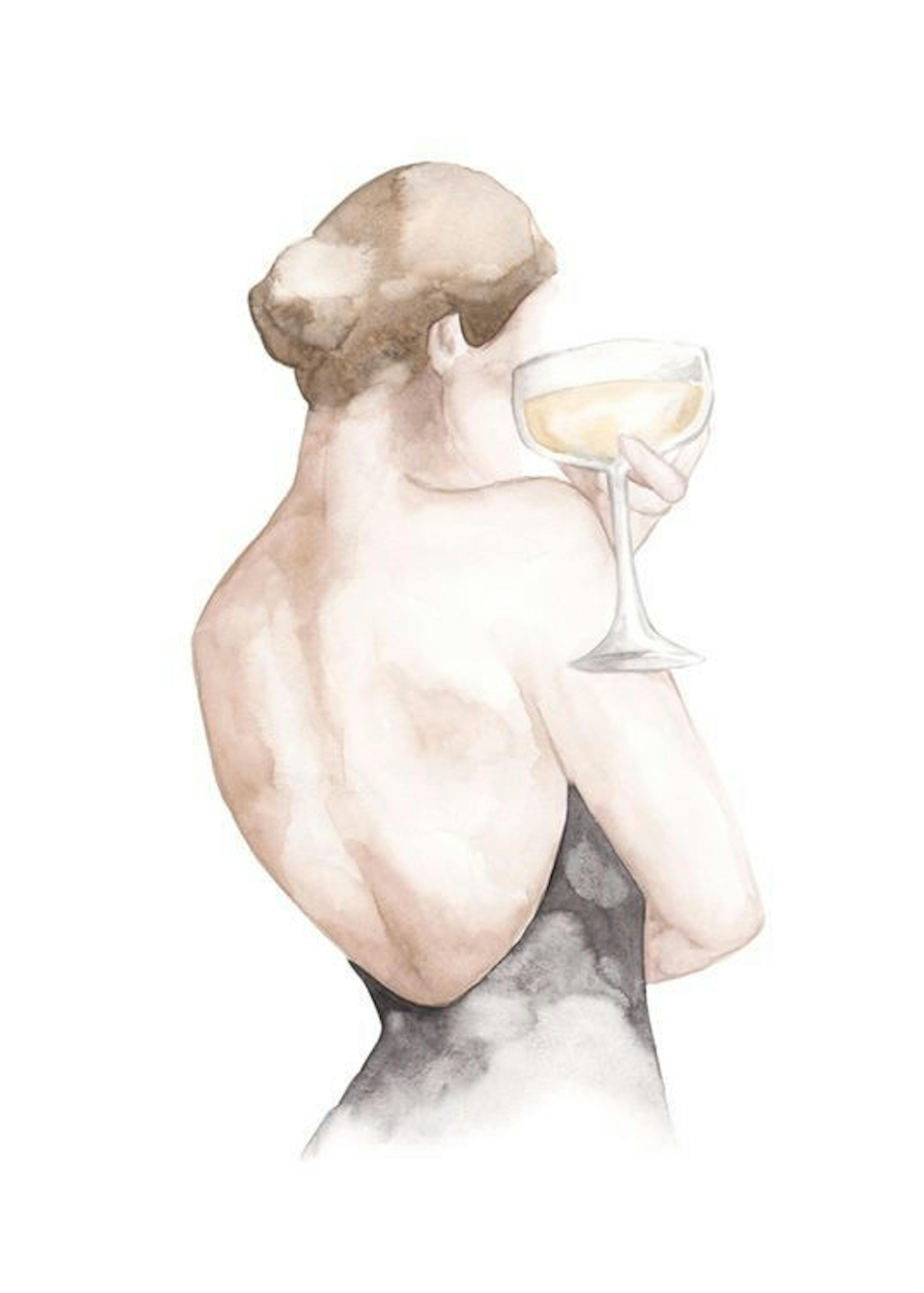 Watercolor Femme Champagne Affiche