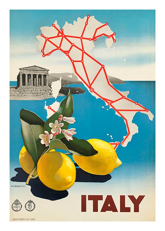 Affiche Vintage Publicités d'Antan Tourisme Monde - Capri Italie Poster Décoration  Murale A3+ (32 x 45 cm)