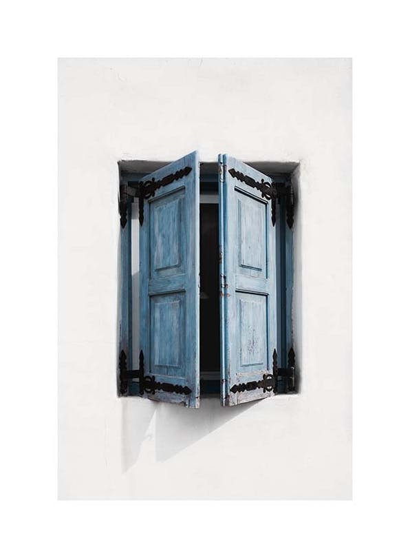 Milos Blue Window Poster (50x70 cm) - Architectuur