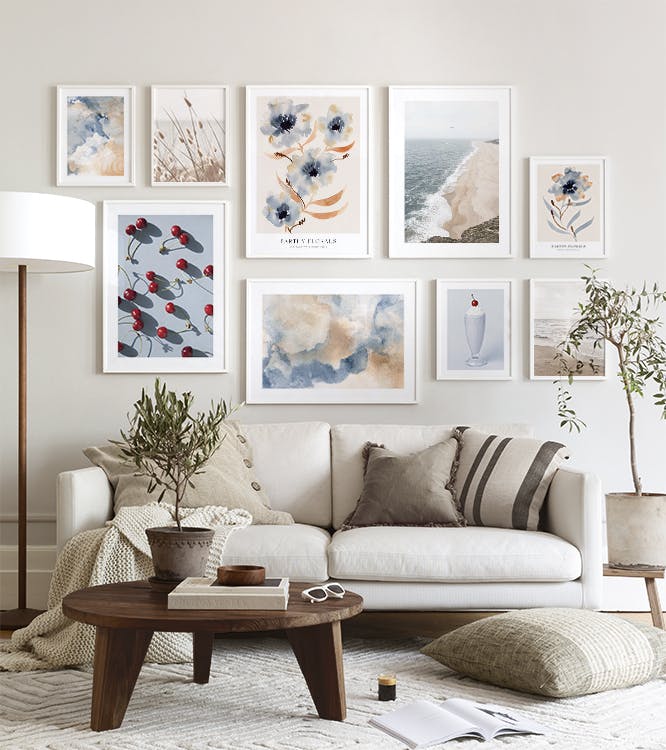 Mixed Blue gallery wall