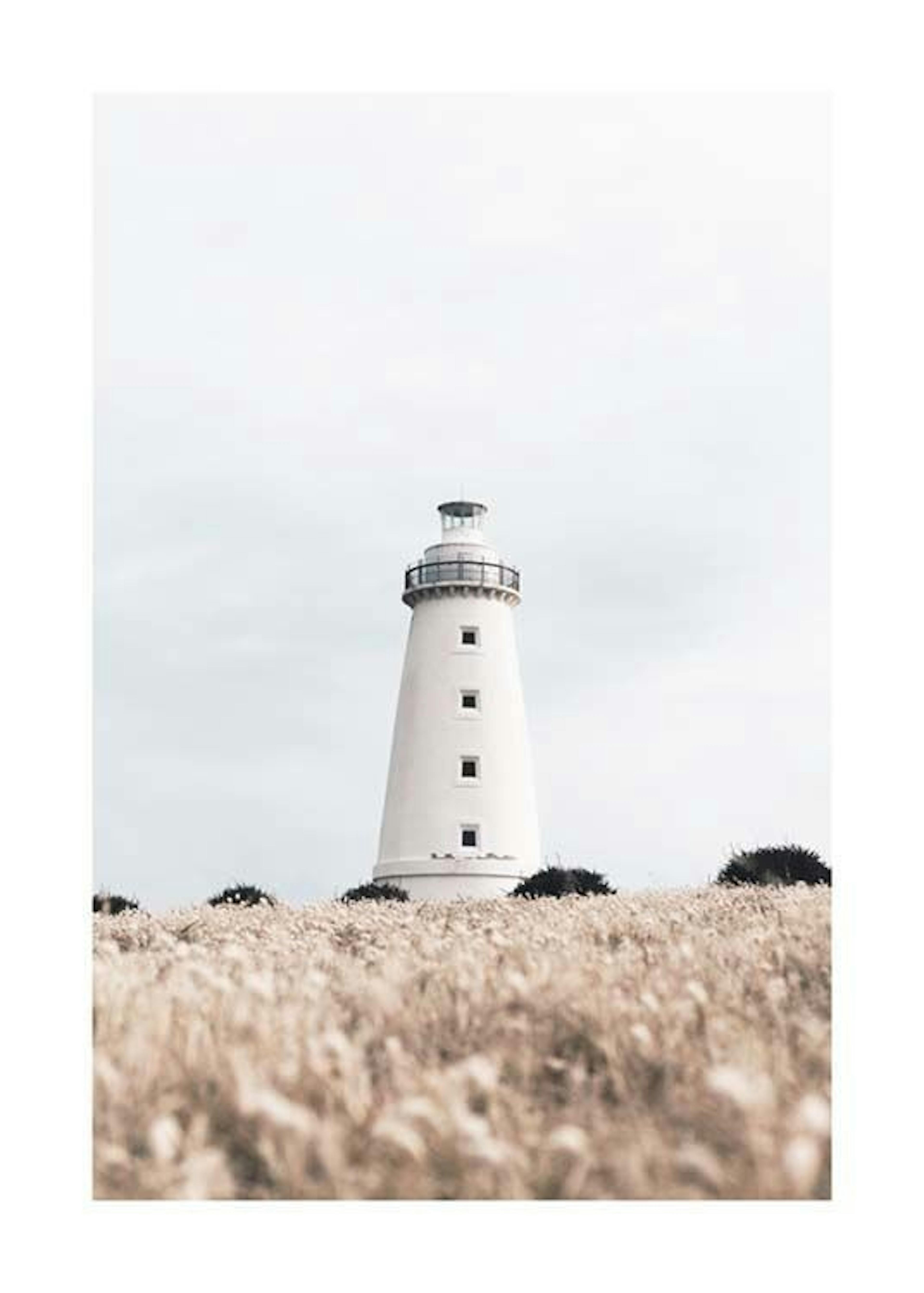 Lighthouse on Field Poster