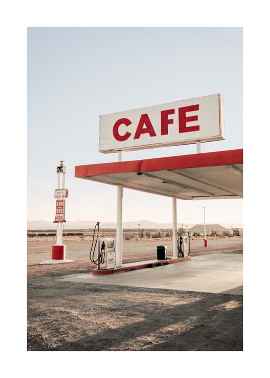 Gas Station Cafe Affiche