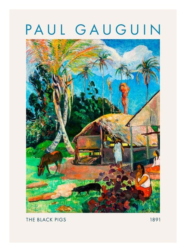 Paul Gauguin - The Black Pigs Plakat (50x70 cm) - Paul Gauguin