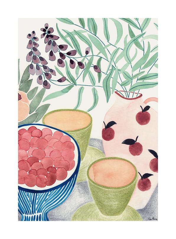 La Poire - Still Life with Tea and Grapes (30x40 cm)