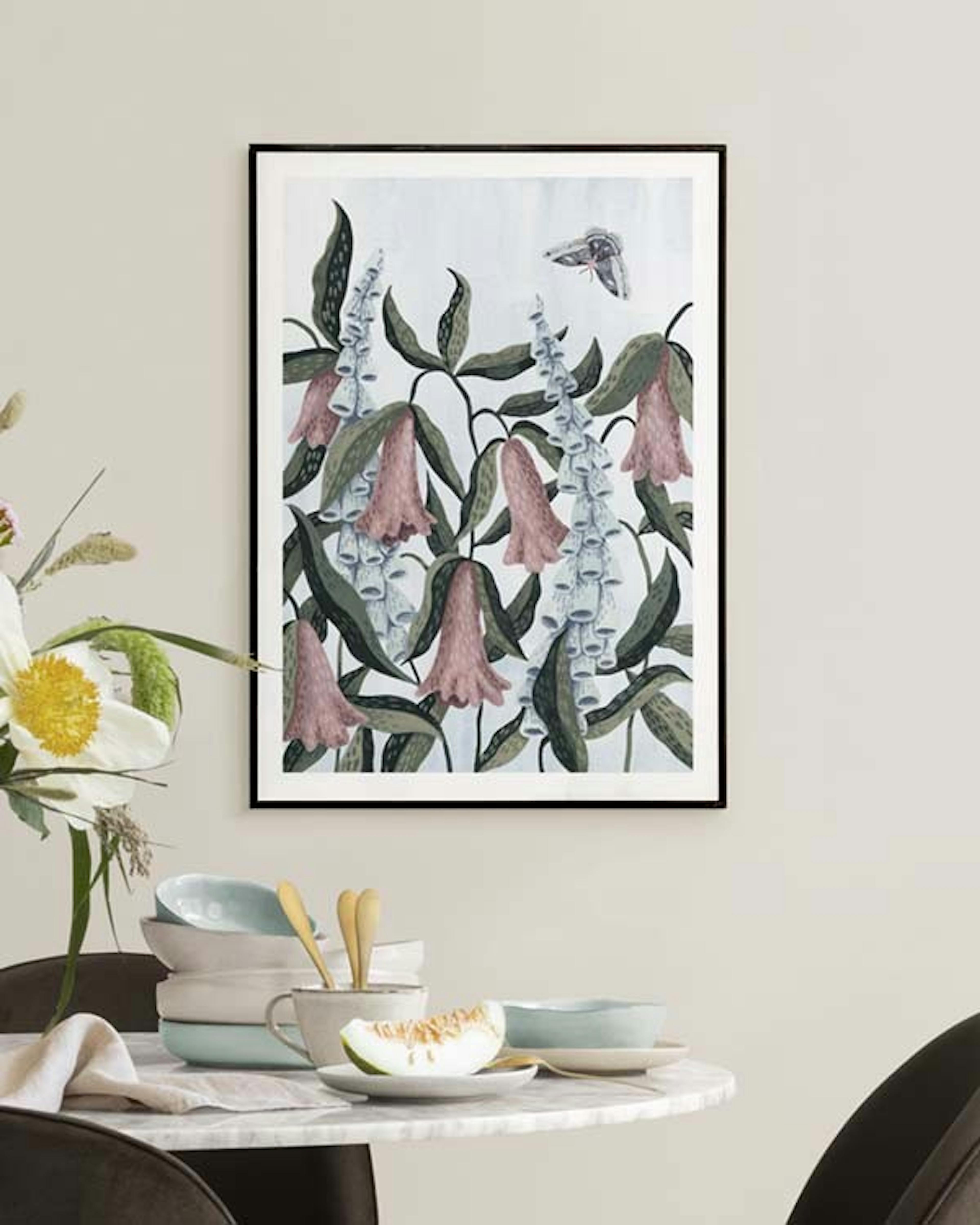 Moth in Greenery Poster