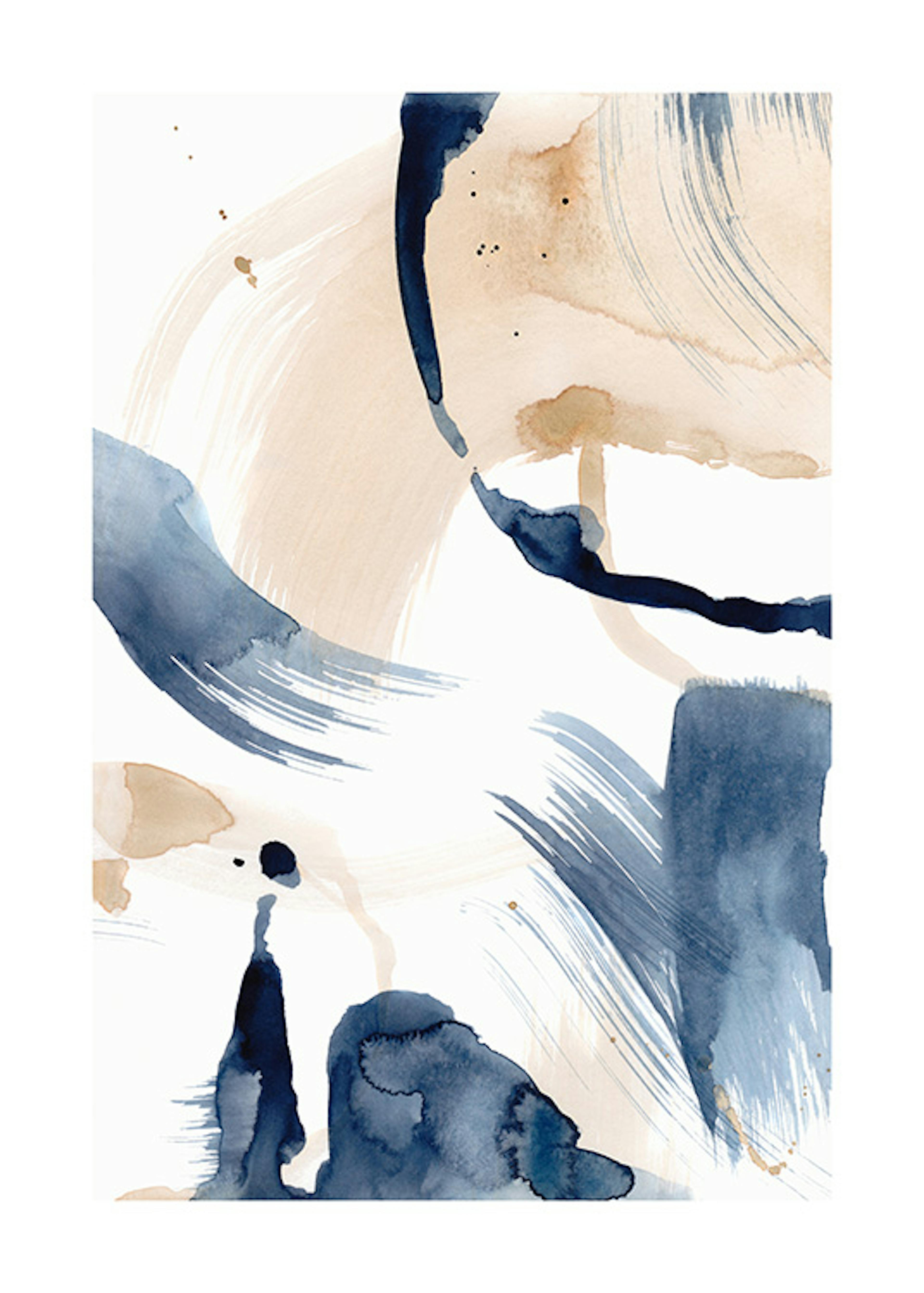 Abstract Blue Brushes No2 Print