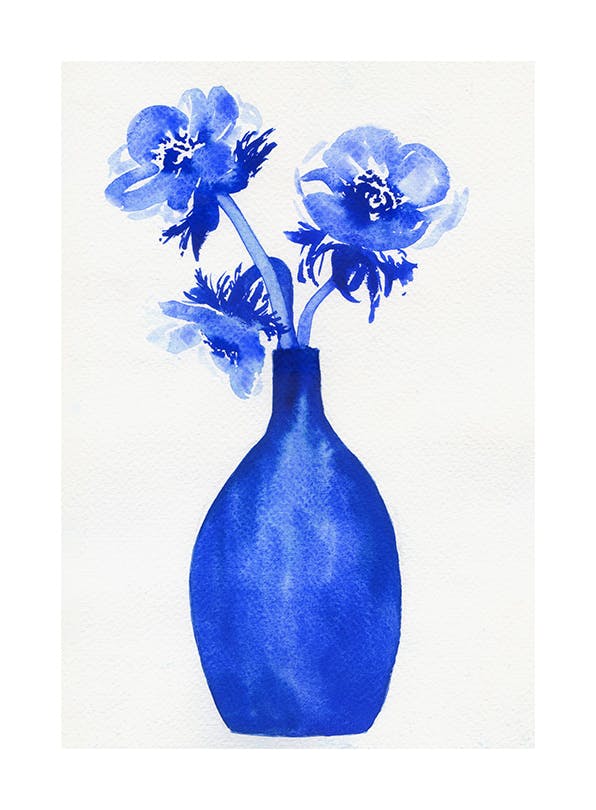 Three Blue Flowers Print (30x40 cm)