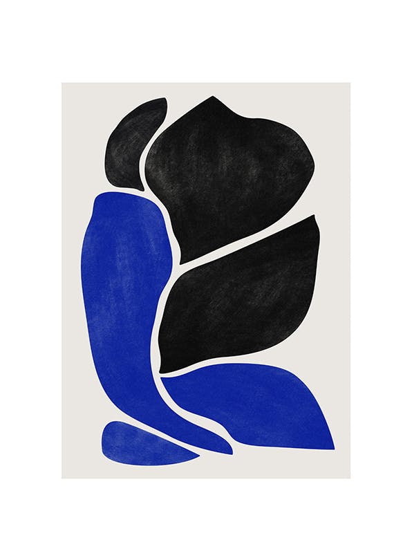 Black and Blue Shapes Print (50x70 cm)