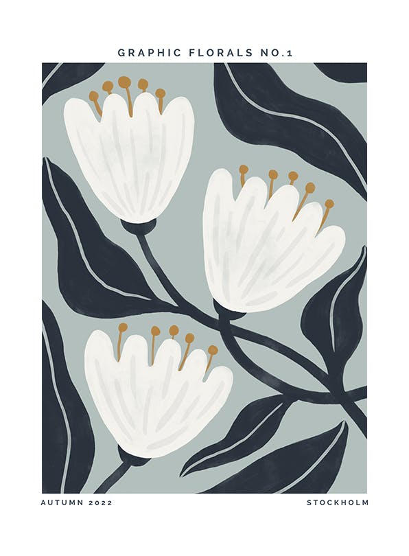 Graphic Florals No1 Plakat (50x70 cm)-Plakaty
