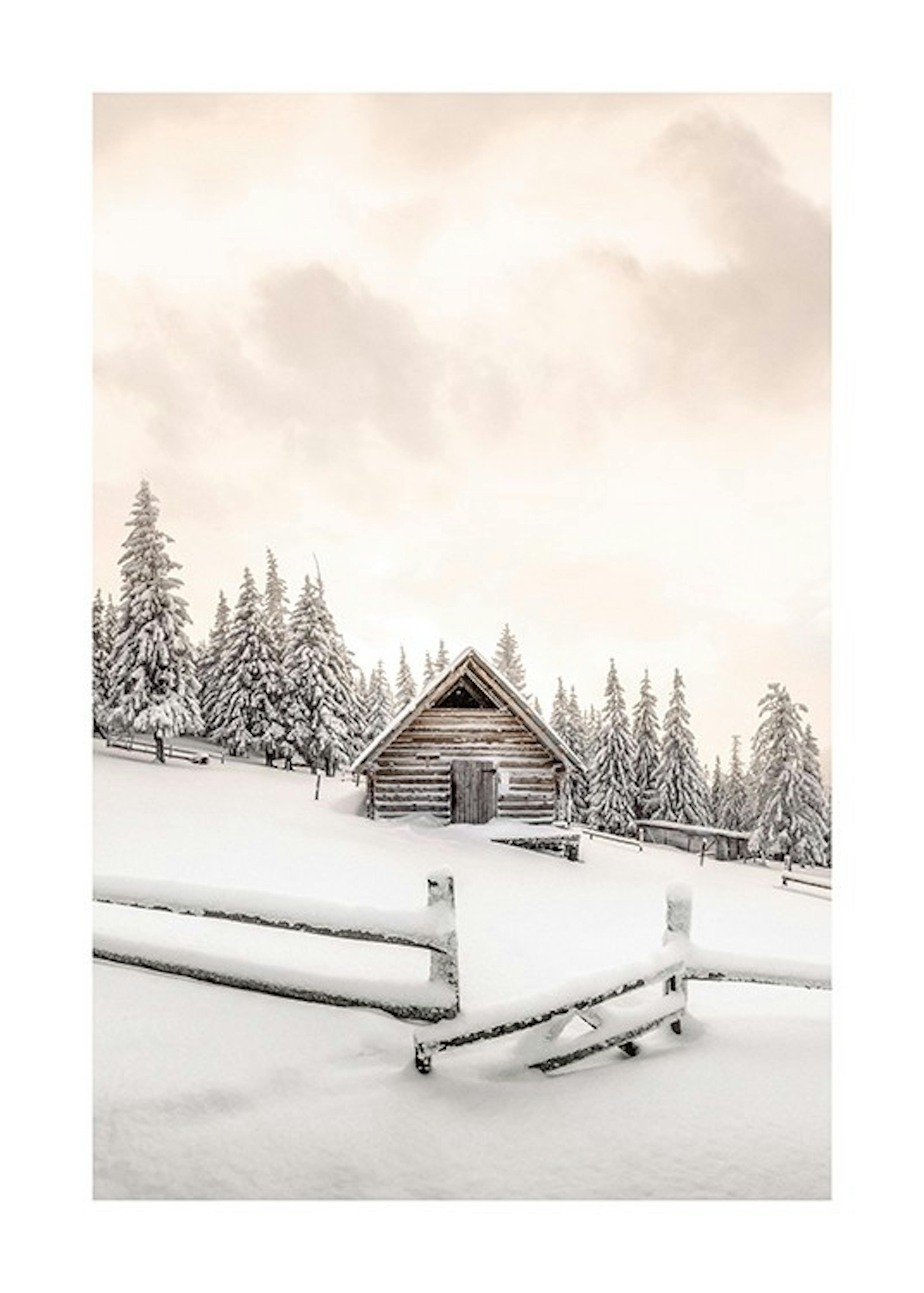 Snowy Cabin Print