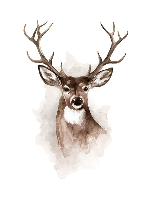 Watercolor Deer Plakat (13x18 cm)-Plakaty