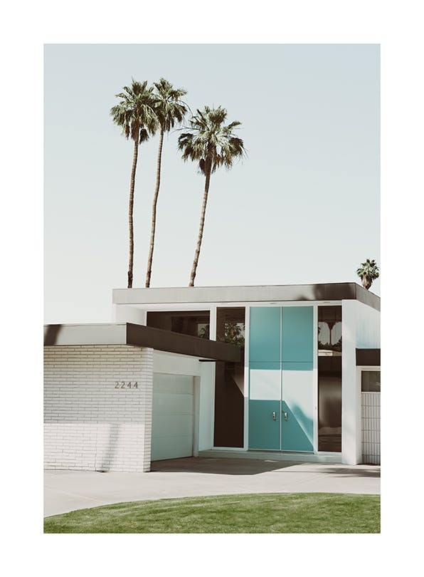 Mid Century Villa Plakat (50x70 cm)