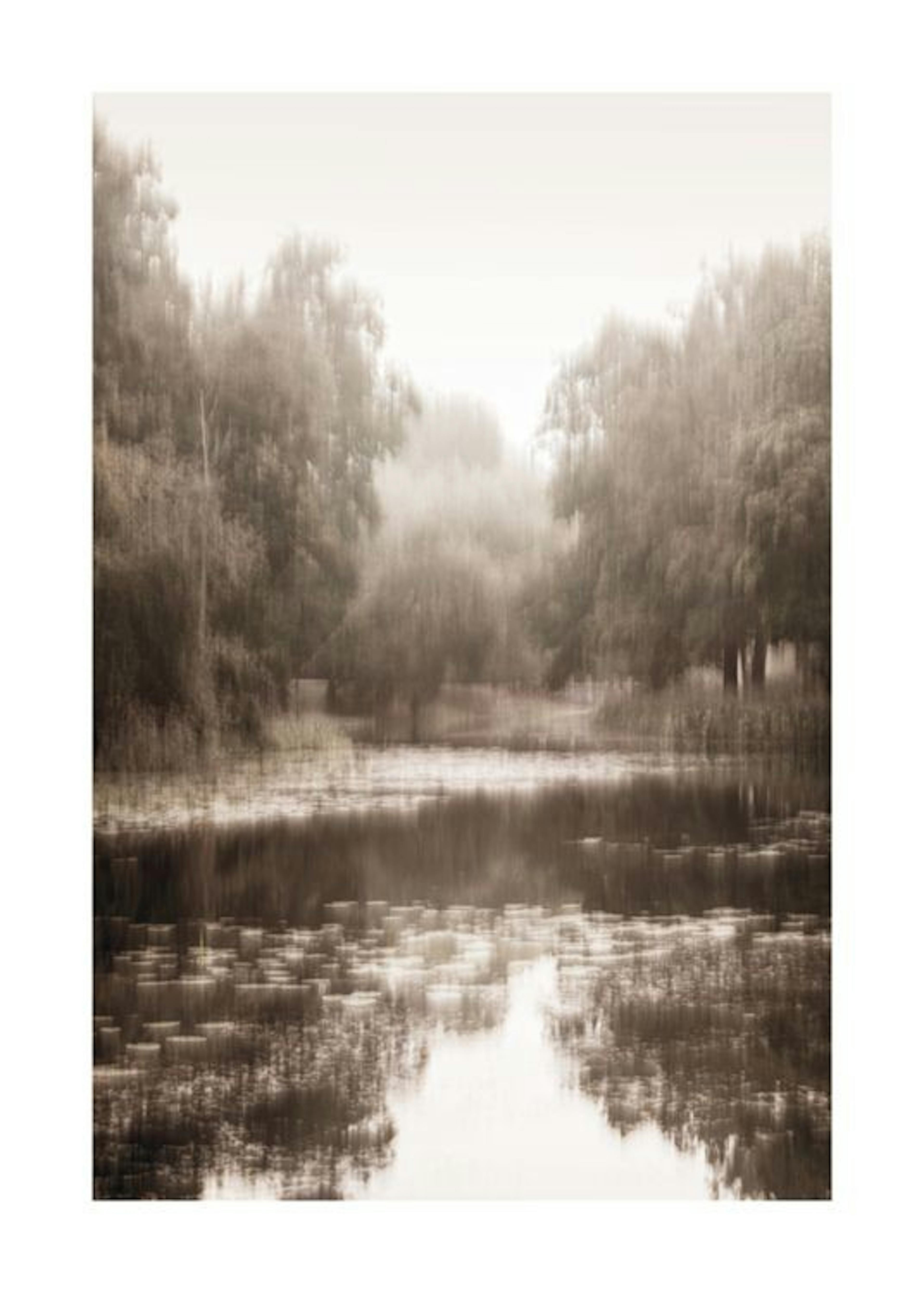 Misty Forest Reflection Affiche