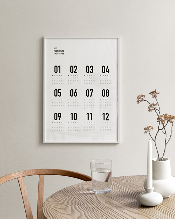 Skrivemaskine sød optager Calendar 2023 BW Plakat