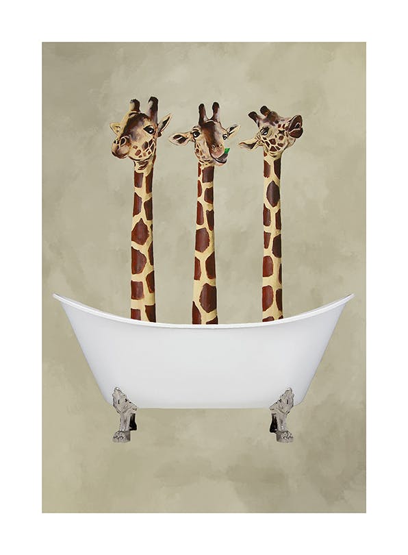 Coco De Paris - Giraffes in Bathtub Affiche (30x40 cm)