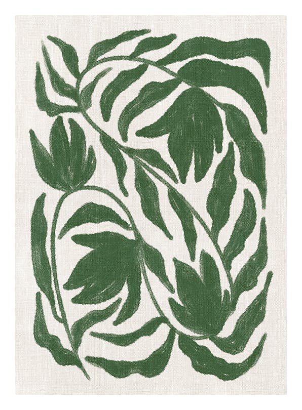 Green Botanical on Linen Print (21x30 cm)