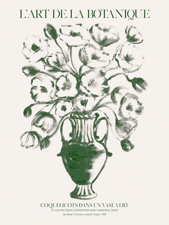 Green Vase Poppies Juliste 0