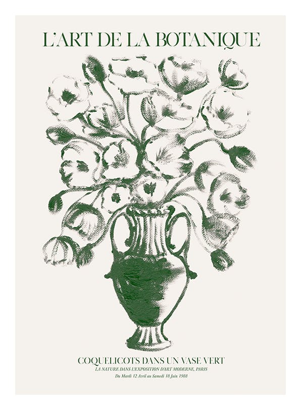 Green Vase Poppies Poster (40x50 cm)