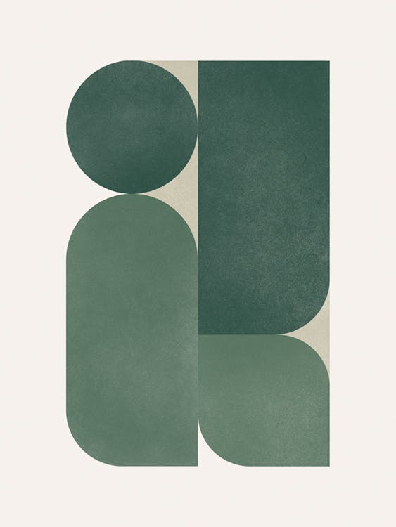 Green Graphic Shapes Poster 0