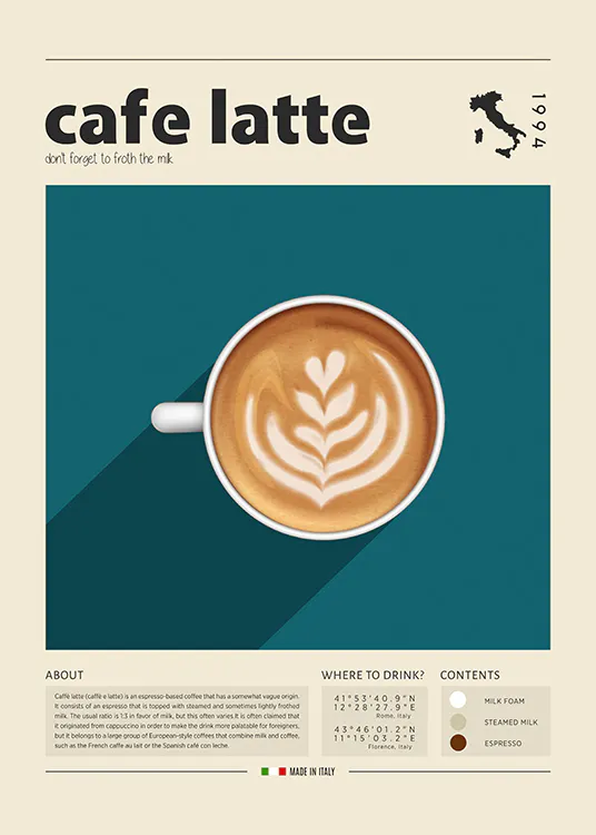 Cup of Cafe Latte Print 0