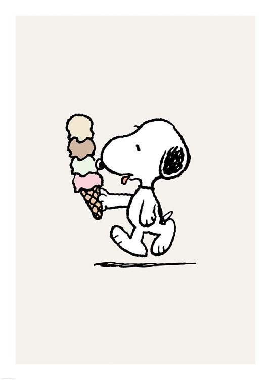 Snoopy Eating Ice Cream Poster