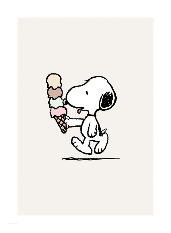 Prints - Snoopy Eating Ice Cream Print (50x70 cm) - Snoopy