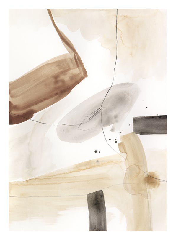 Beige Watercolor No1 Poster (50x70 cm) - Abstracte posters