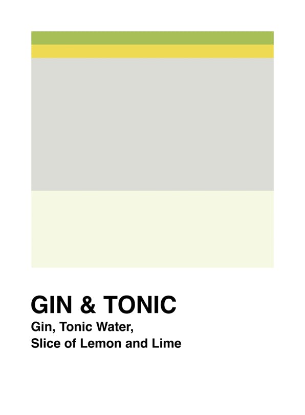 Graphic Gin & Tonic Affiche (21x30 cm) - Affiches de vins & cocktails