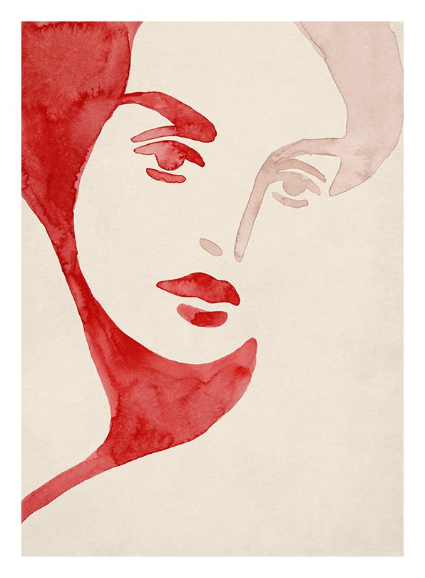 Lady in Red Plakat (30x40 cm)- Obrazy akwarelowe