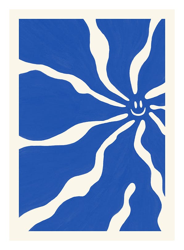 Happy Blue Flower Poster (21x30 cm)