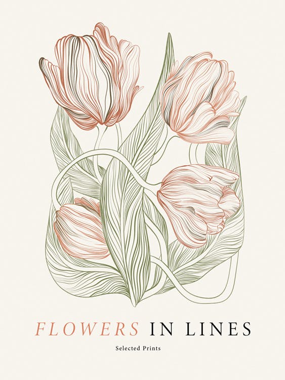 Flowers in Lines No2 Affiche 0