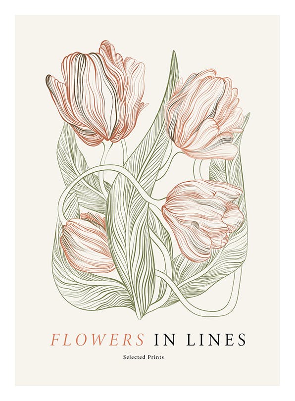 Flowers in Lines No2 Poster (30x40 cm)