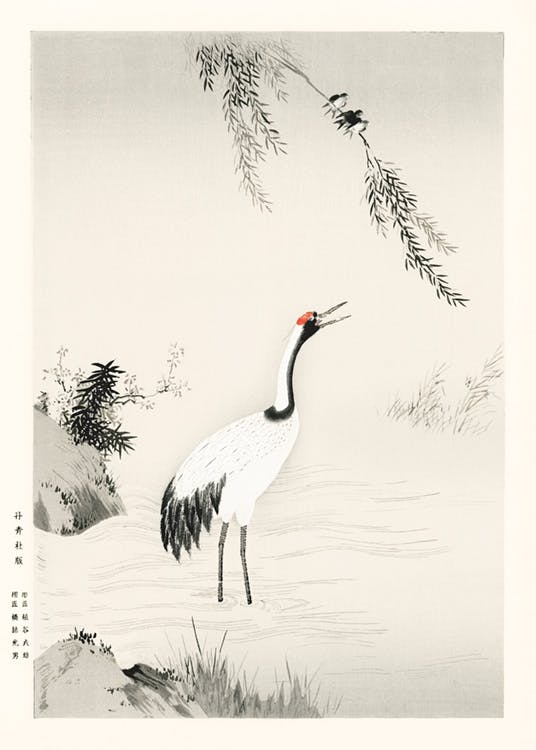 Kano Motonobu - Japanese Crane Juliste 0