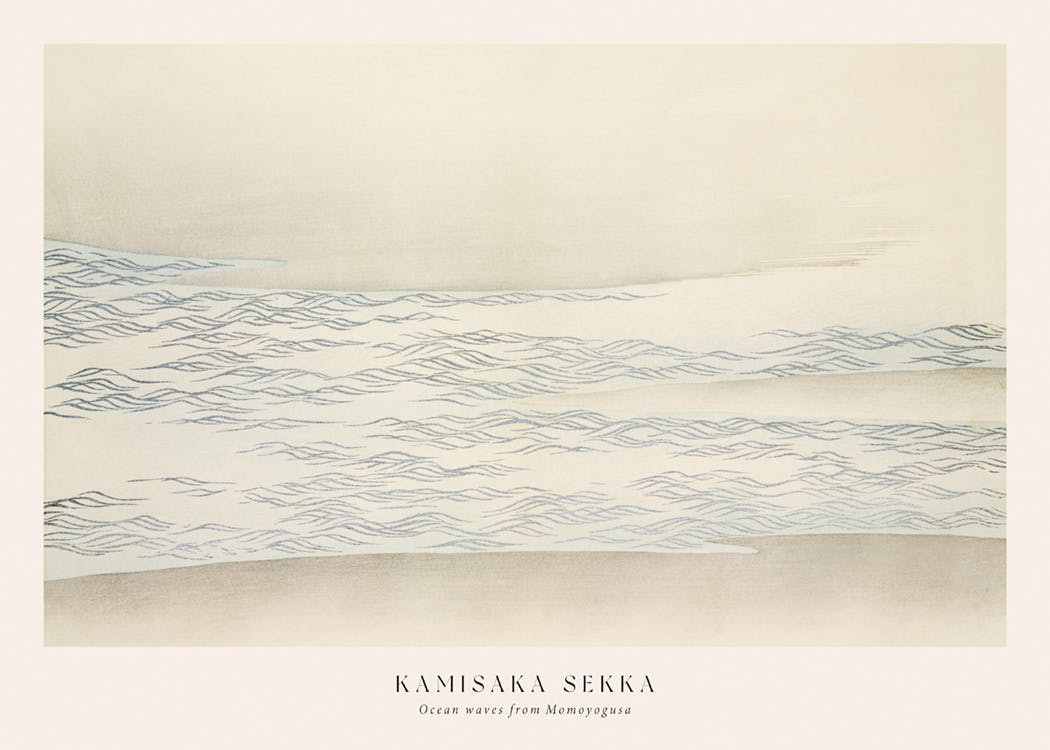 Kamisaka Sekka - Ocean Waves From Momoyogusa Plagát 0