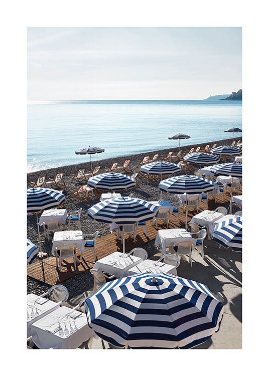 Striped Beach Umbrellas Poster 0