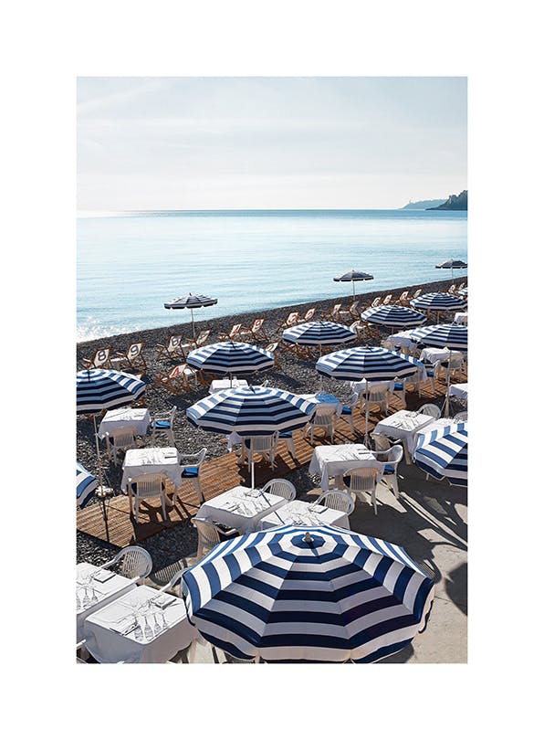 Prints - Striped Beach Umbrellas Print (30x40 cm) - Beach prints