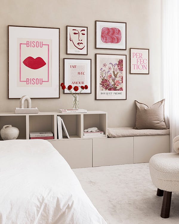 Romantic Reds gallery wall
