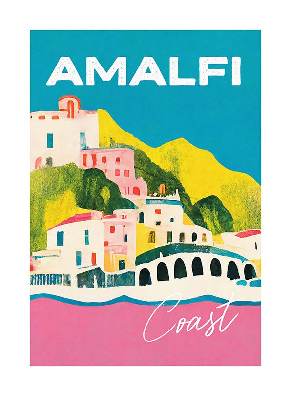 SipCircle - Amalfi Pink Coast Affiche (50x70 cm)