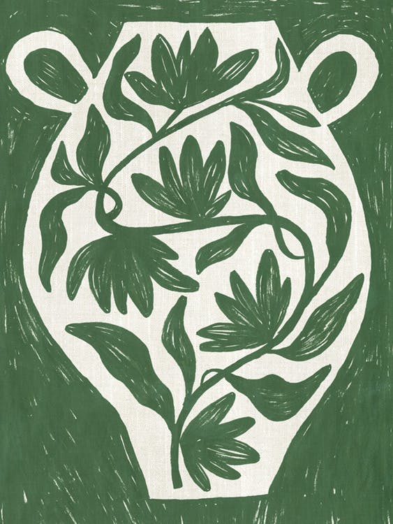 Green Botanical Vase Poster 0