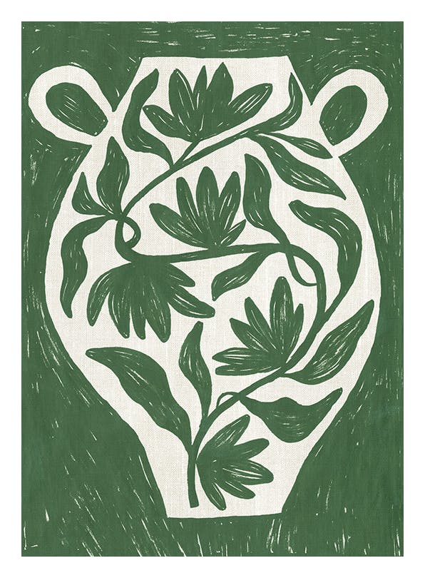Green Botanical Vase Poster (30x40 cm) - Botanikposter