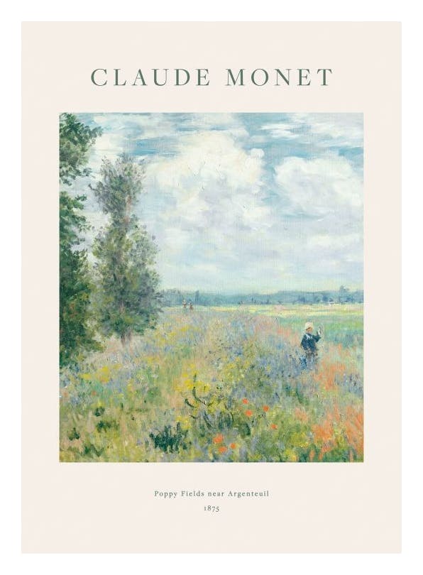 Monet - Poppy Fields near Argenteuil Plakat (40x50 cm)- Monet Plakat
