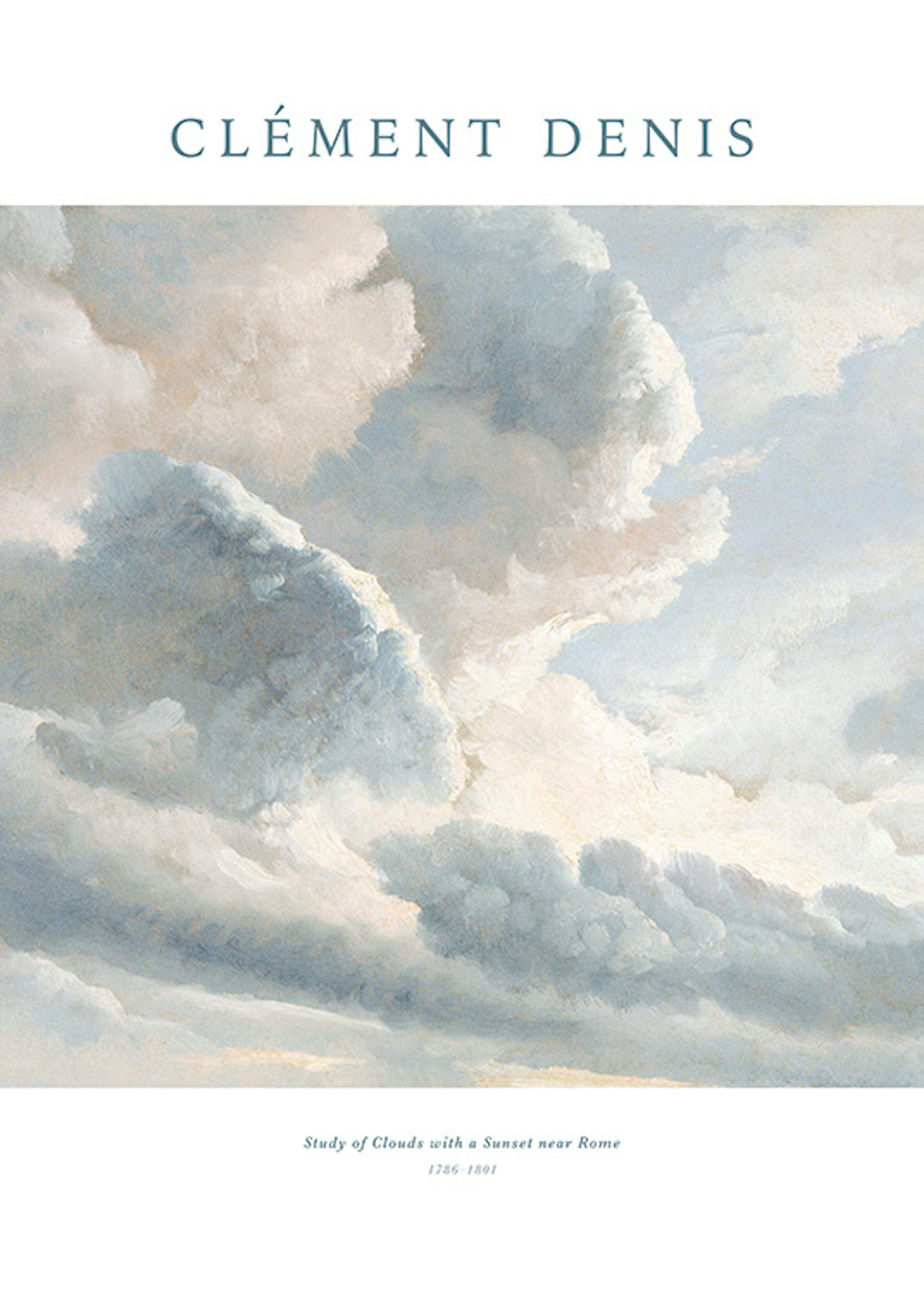 Clément Denis - Study of Clouds with a Sunset near Rome Print