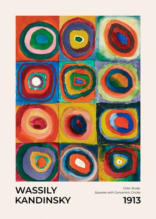 Kandinsky - Squares with Concentric Circles Plagát 0