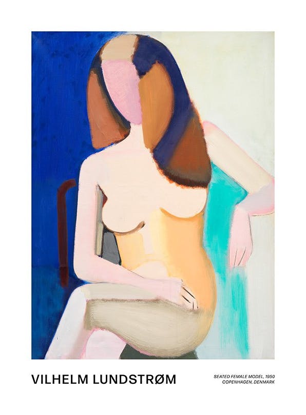 Vilhelm Lundstrøm - Seated Female Model Poster (50x70 cm) - Retro Dreamscape