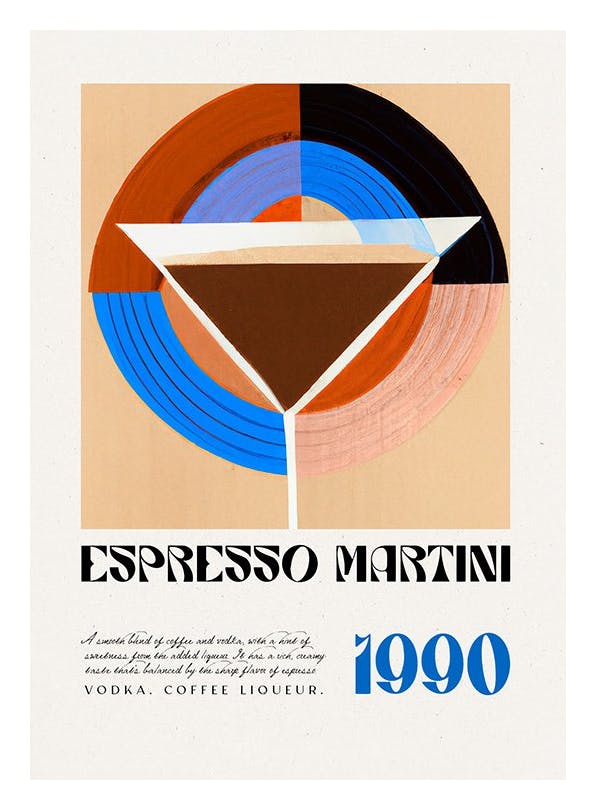 Espresso Martini Classic Recipe Poster (50x70 cm) - Retro Dreamscape