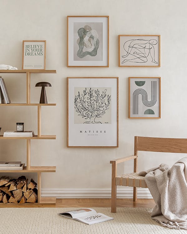 Lines and sketches gallery wall