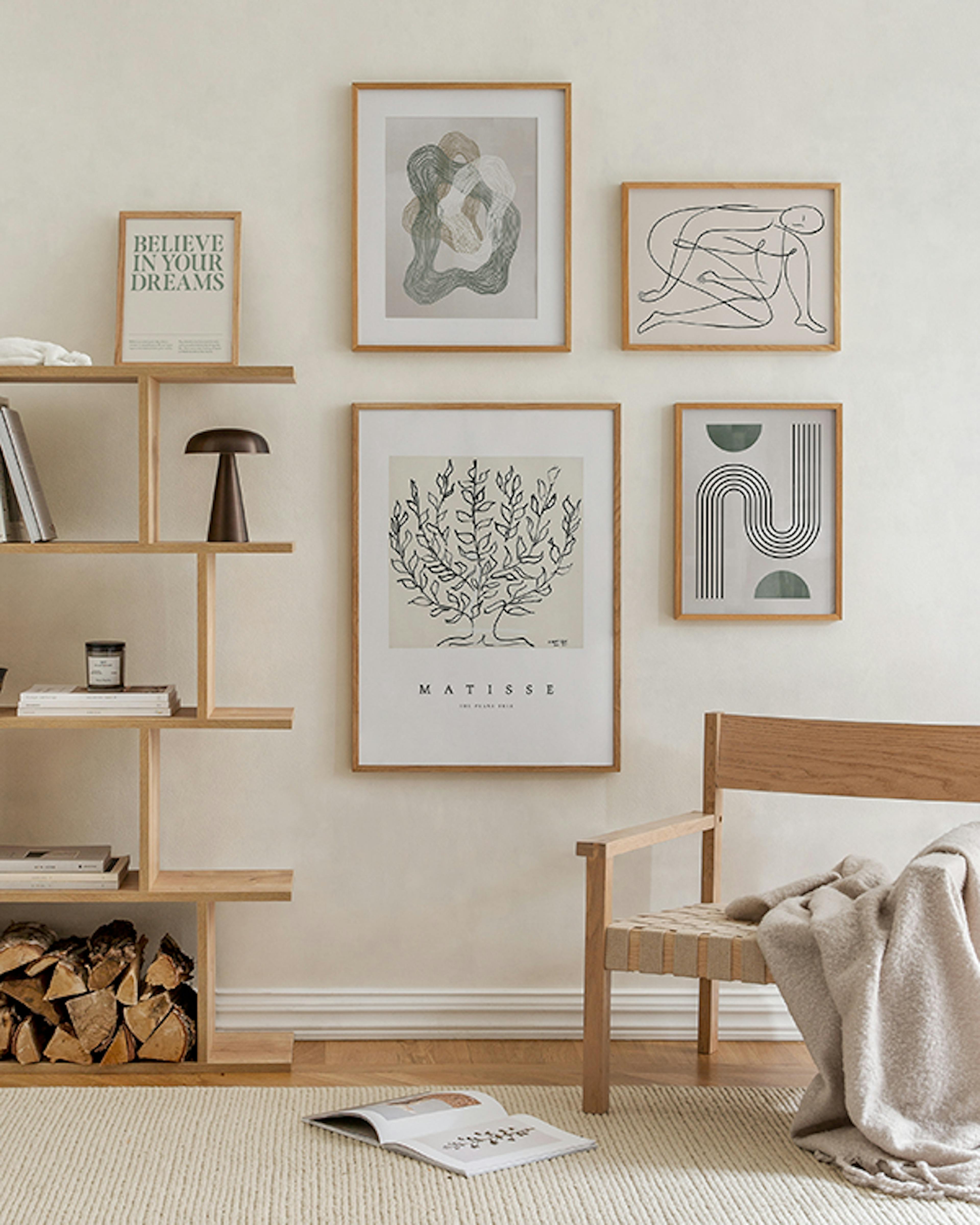 Lines and sketches gallery wall